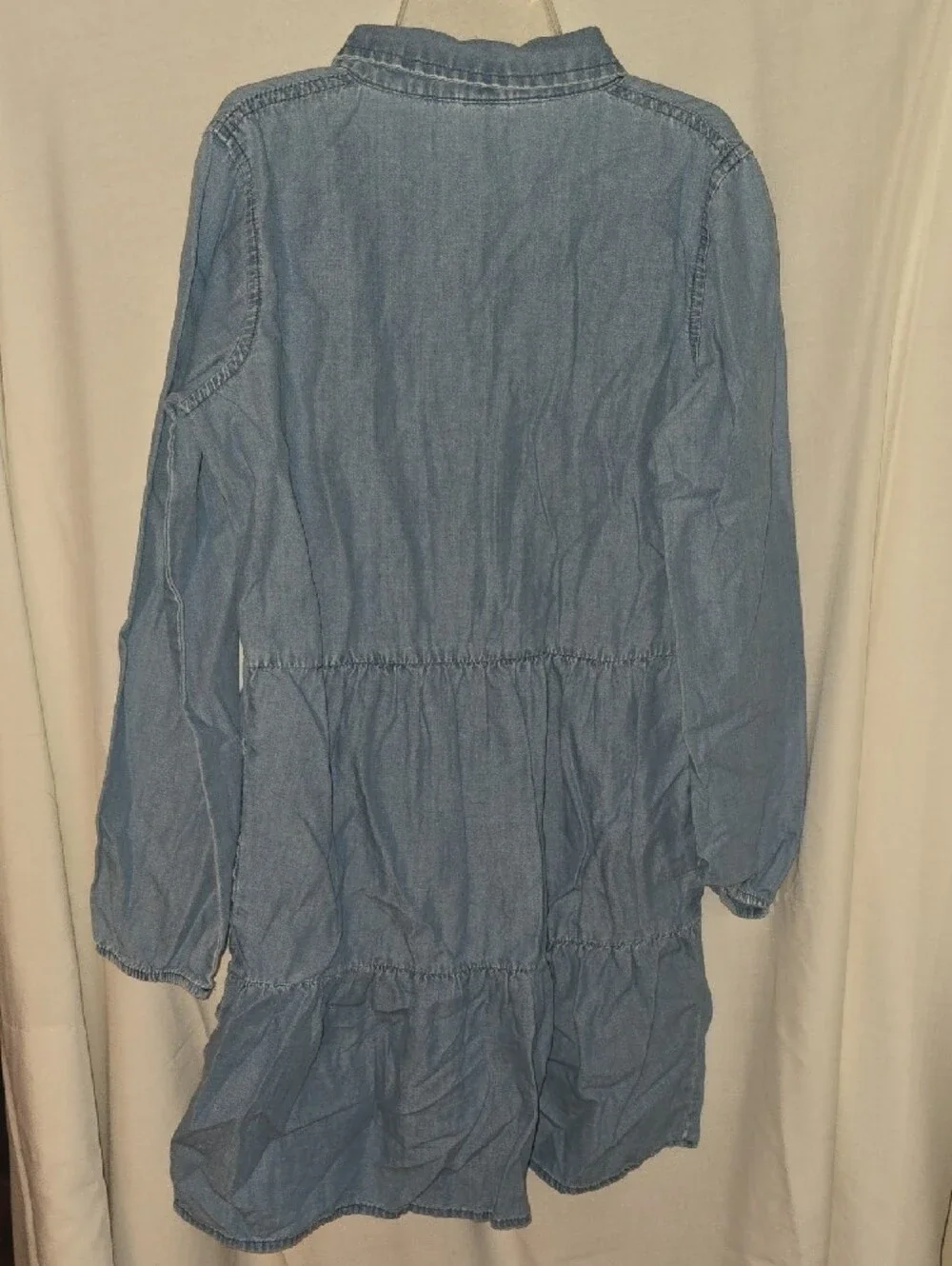 Lands' End Light Blue Denim-Style Button Front Dress